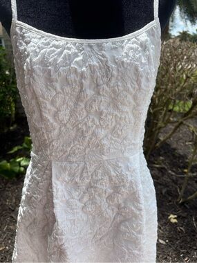 White Textured Spaghetti-Strap Mini Dress
